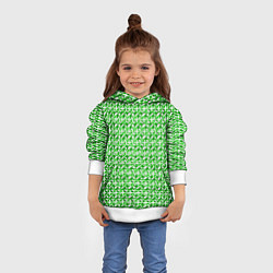 Толстовка-худи детская Белые плюсики на зелёном фоне, цвет: 3D-белый — фото 2