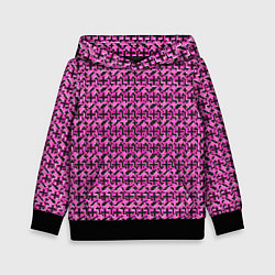Толстовка-худи детская Чёрные плюсики на розовом фоне, цвет: 3D-черный