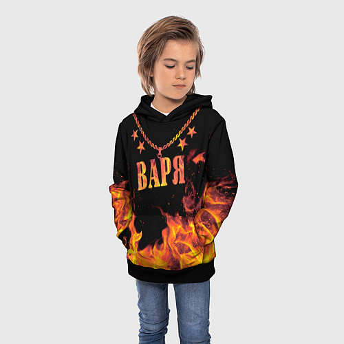 Детская толстовка Варя - имя в огне / 3D-Черный – фото 3