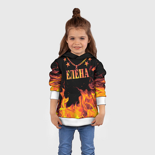 Детская толстовка Елена - имя в огне / 3D-Белый – фото 4