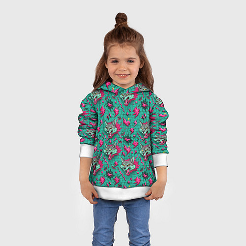 Детская толстовка Паттерн объемные волки / 3D-Белый – фото 4