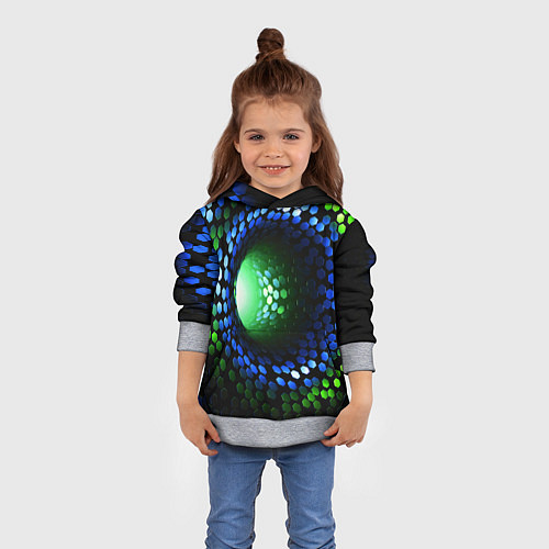 Детская толстовка Червоточина - гексагональные чешуйки со свечением / 3D-Меланж – фото 4