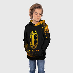 Толстовка-худи детская AC Milan - gold gradient, цвет: 3D-черный — фото 2