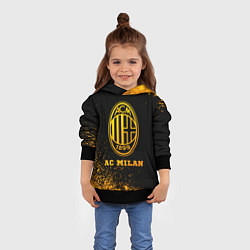Толстовка-худи детская AC Milan - gold gradient, цвет: 3D-черный — фото 2