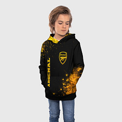 Толстовка-худи детская Arsenal - gold gradient вертикально, цвет: 3D-черный — фото 2