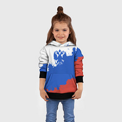 Толстовка-худи детская Российский триколор и герб, цвет: 3D-черный — фото 2