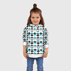 Толстовка-худи детская Разноцветный черный голубой с белым геометрический, цвет: 3D-белый — фото 2