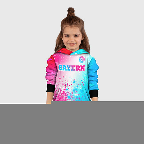 Детская толстовка Bayern neon gradient style посередине / 3D-Черный – фото 4