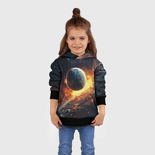 Детская толстовка Космос и планета / 3D-Черный – фото 4