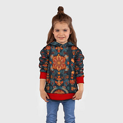 Толстовка-худи детская Текстуры в славянском стиле, цвет: 3D-красный — фото 2