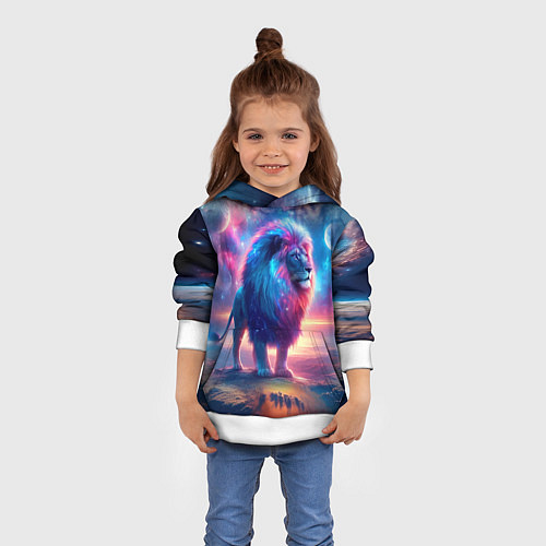 Детская толстовка Space lion - ai art fantasy / 3D-Белый – фото 4
