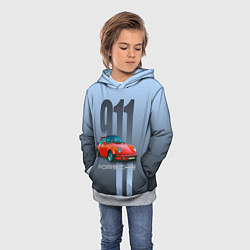 Толстовка-худи детская Винтажный автомобиль Porsche 911 Carrera, цвет: 3D-меланж — фото 2
