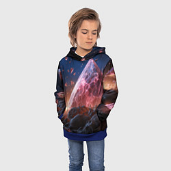 Толстовка-худи детская Абстрактная пирамида космическая, цвет: 3D-синий — фото 2
