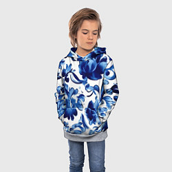 Толстовка-худи детская Гжель акварель, цвет: 3D-меланж — фото 2