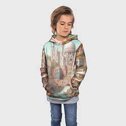 Толстовка-худи детская Город в восточном стиле, цвет: 3D-меланж — фото 2