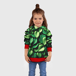 Толстовка-худи детская Зеленые листья и мох, цвет: 3D-красный — фото 2