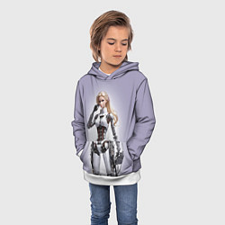Толстовка-худи детская Barbie cyberpunk - ai art fantasy, цвет: 3D-белый — фото 2