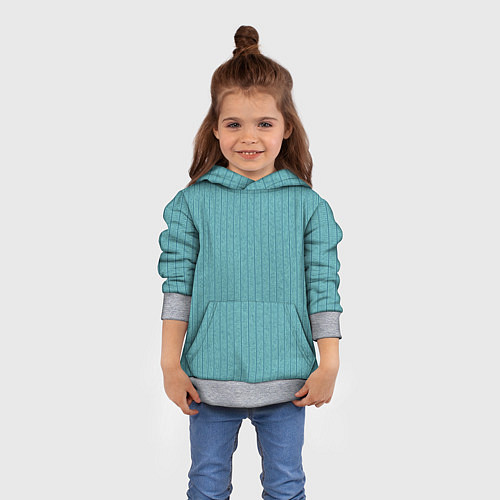 Детская толстовка Бирюзовый текстурированный в полоску / 3D-Меланж – фото 4