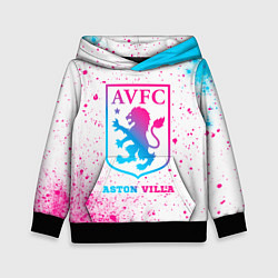 Толстовка-худи детская Aston Villa neon gradient style, цвет: 3D-черный