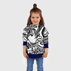 Толстовка-худи детская Абстрактная черно-белая, цвет: 3D-синий — фото 2