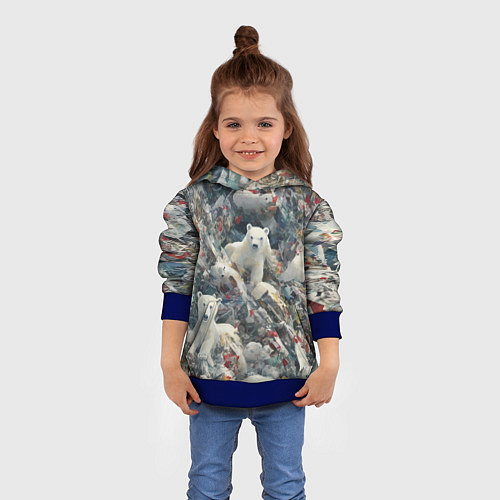 Детская толстовка Найди всех медвежат - паттерн / 3D-Синий – фото 4