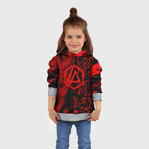 Детская толстовка Linkin park red logo / 3D-Меланж – фото 4