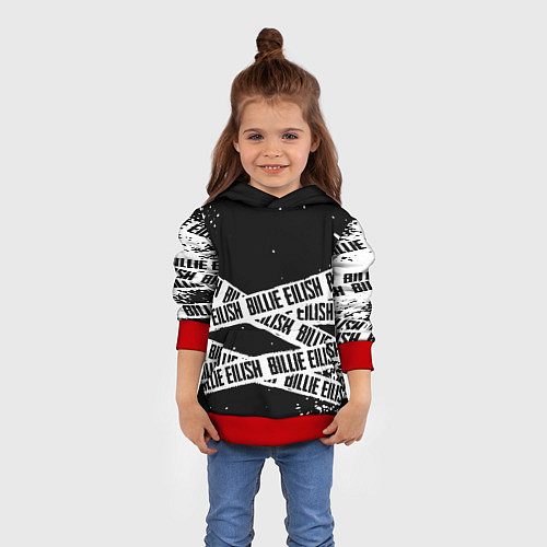 Детская толстовка Billie Eilish steel music eng / 3D-Красный – фото 4