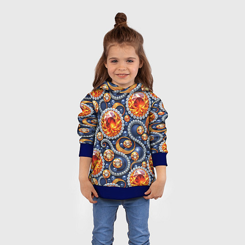 Детская толстовка Ювелирные украшение с золотом и бриллиантом паттер / 3D-Синий – фото 4