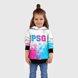 Толстовка-худи детская PSG neon gradient style посередине, цвет: 3D-черный — фото 2