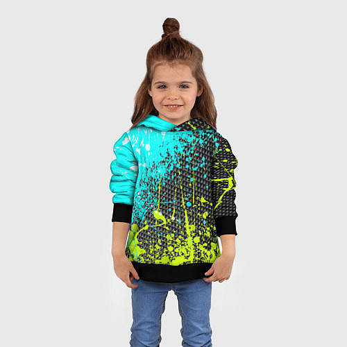 Детская толстовка Брызги красок с геометрией / 3D-Черный – фото 4