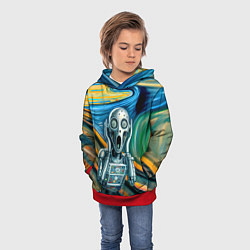 Толстовка-худи детская Робот кричит на картине Эдварда Мунка, цвет: 3D-красный — фото 2