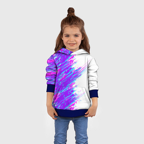 Детская толстовка Neon glitch / 3D-Синий – фото 4