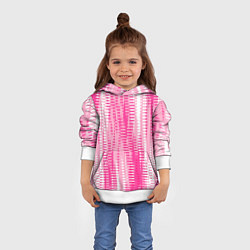 Толстовка-худи детская Бело-розовый полосатый, цвет: 3D-белый — фото 2