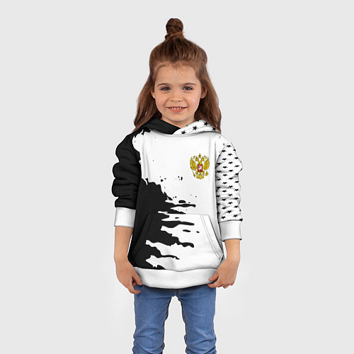 Детская толстовка Россия герб звёзды в красках / 3D-Белый – фото 4