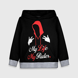 Толстовка-худи детская My life - my rules, цвет: 3D-меланж