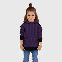 Толстовка-худи детская Чёрно-фиолетовый ломаные полосы, цвет: 3D-черный — фото 2