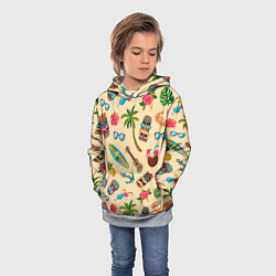 Толстовка-худи детская Vacation travel и тотемы индейцев, цвет: 3D-меланж — фото 2
