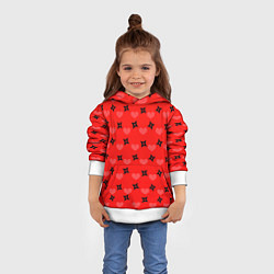 Толстовка-худи детская Сюрикены и сердечки: красный, цвет: 3D-белый — фото 2