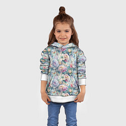 Толстовка-худи детская Цветы и бабочки летний паттерн, цвет: 3D-белый — фото 2