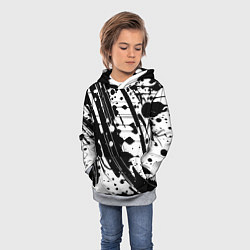 Толстовка-худи детская Чёрно белая абстракция - кляксы, цвет: 3D-меланж — фото 2