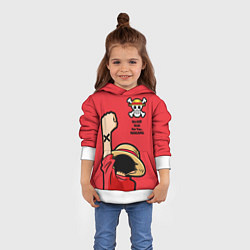Толстовка-худи детская One Piece - captain Monkey D Luffy, цвет: 3D-белый — фото 2