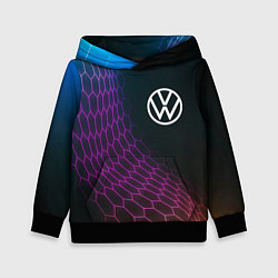 Толстовка-худи детская Volkswagen neon hexagon, цвет: 3D-черный