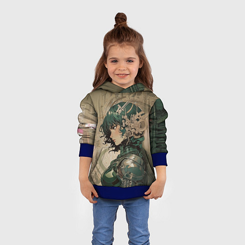 Детская толстовка Девушка в зелёной броне / 3D-Синий – фото 4