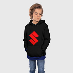 Толстовка-худи детская Suzuki red logo, цвет: 3D-синий — фото 2