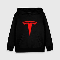 Толстовка-худи детская Tesla red logo, цвет: 3D-черный