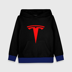 Толстовка-худи детская Tesla red logo, цвет: 3D-синий