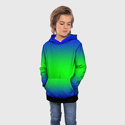 Толстовка-худи детская Зелёный градиент текстура, цвет: 3D-черный — фото 2