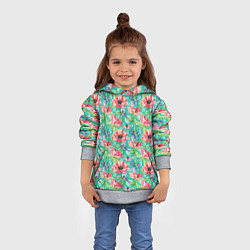 Толстовка-худи детская Синицы и маки, цвет: 3D-меланж — фото 2