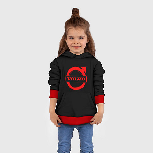 Детская толстовка Volvo red logo auto / 3D-Красный – фото 4