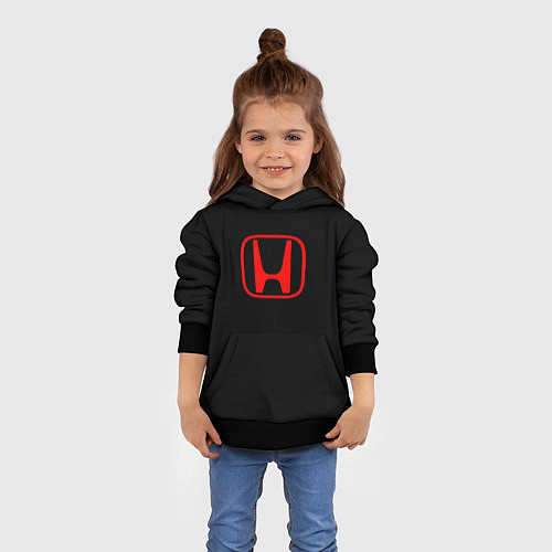 Детская толстовка Honda red logo auto / 3D-Черный – фото 4